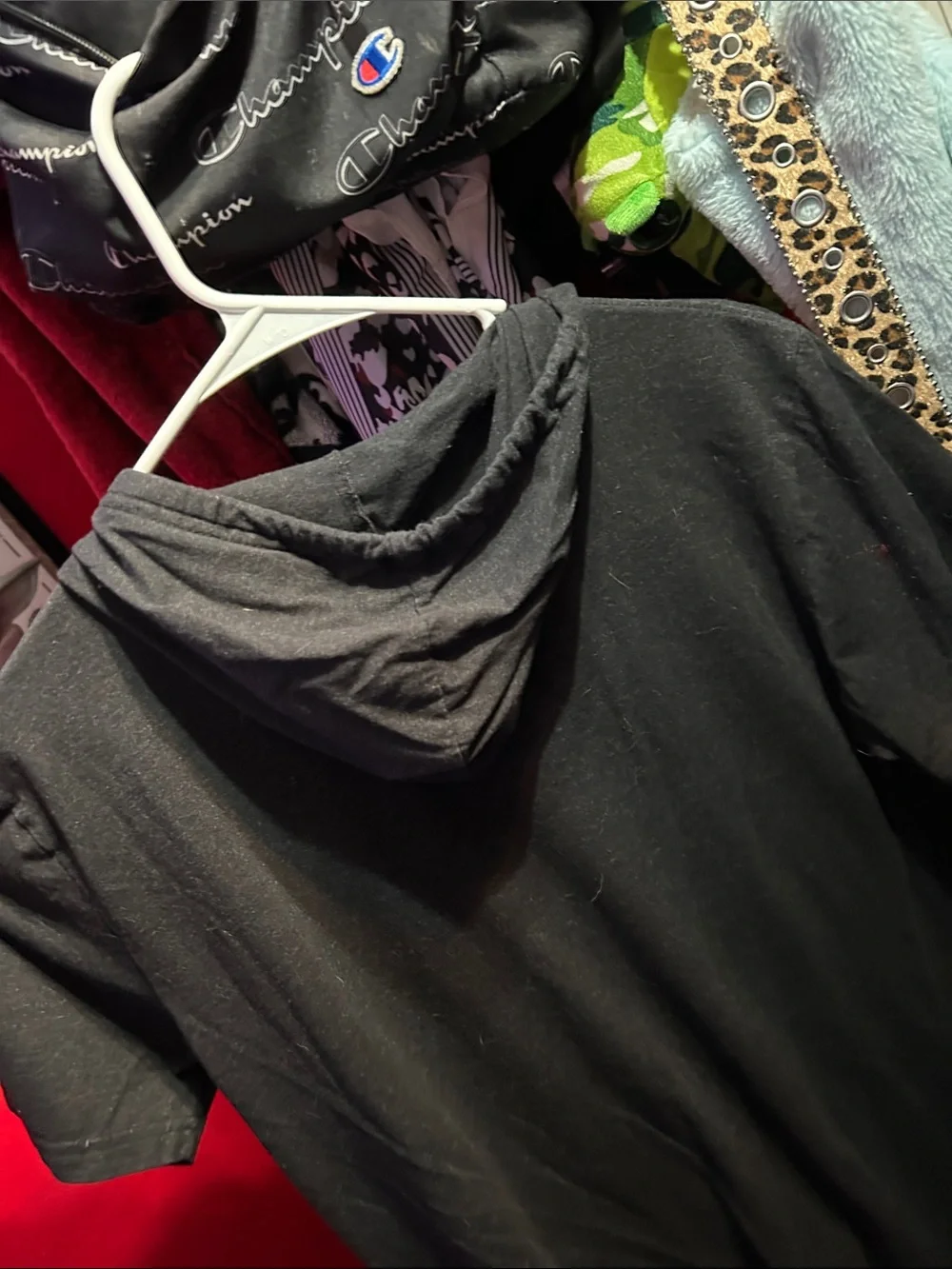 Ring of Fire Black Short-Sleeve Hoodie with Tonal Headdress